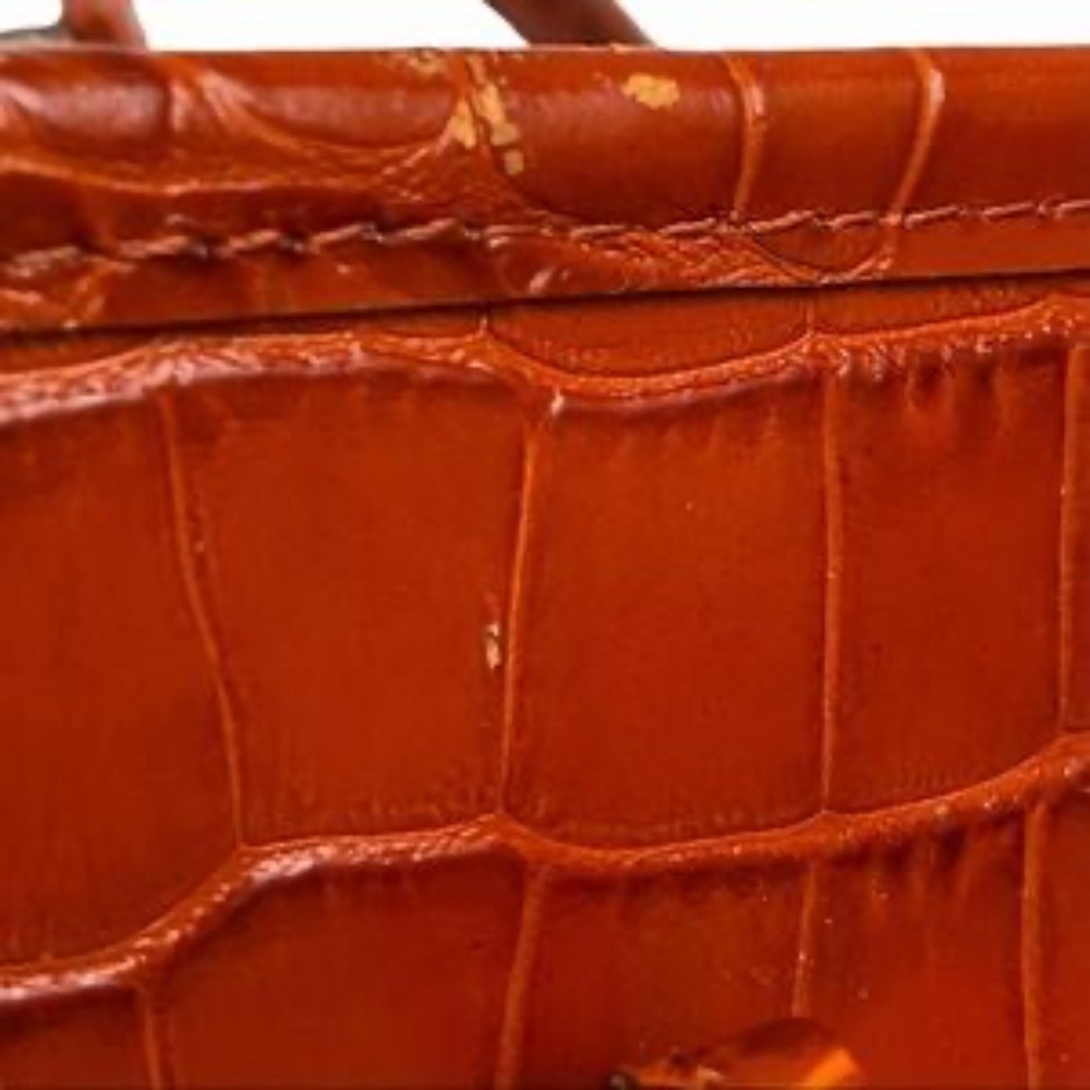 Longchamp Terracotta Roseau Croc Embossed Leather Toggle Shopper Top Handle Bag - Picture 12 of 12